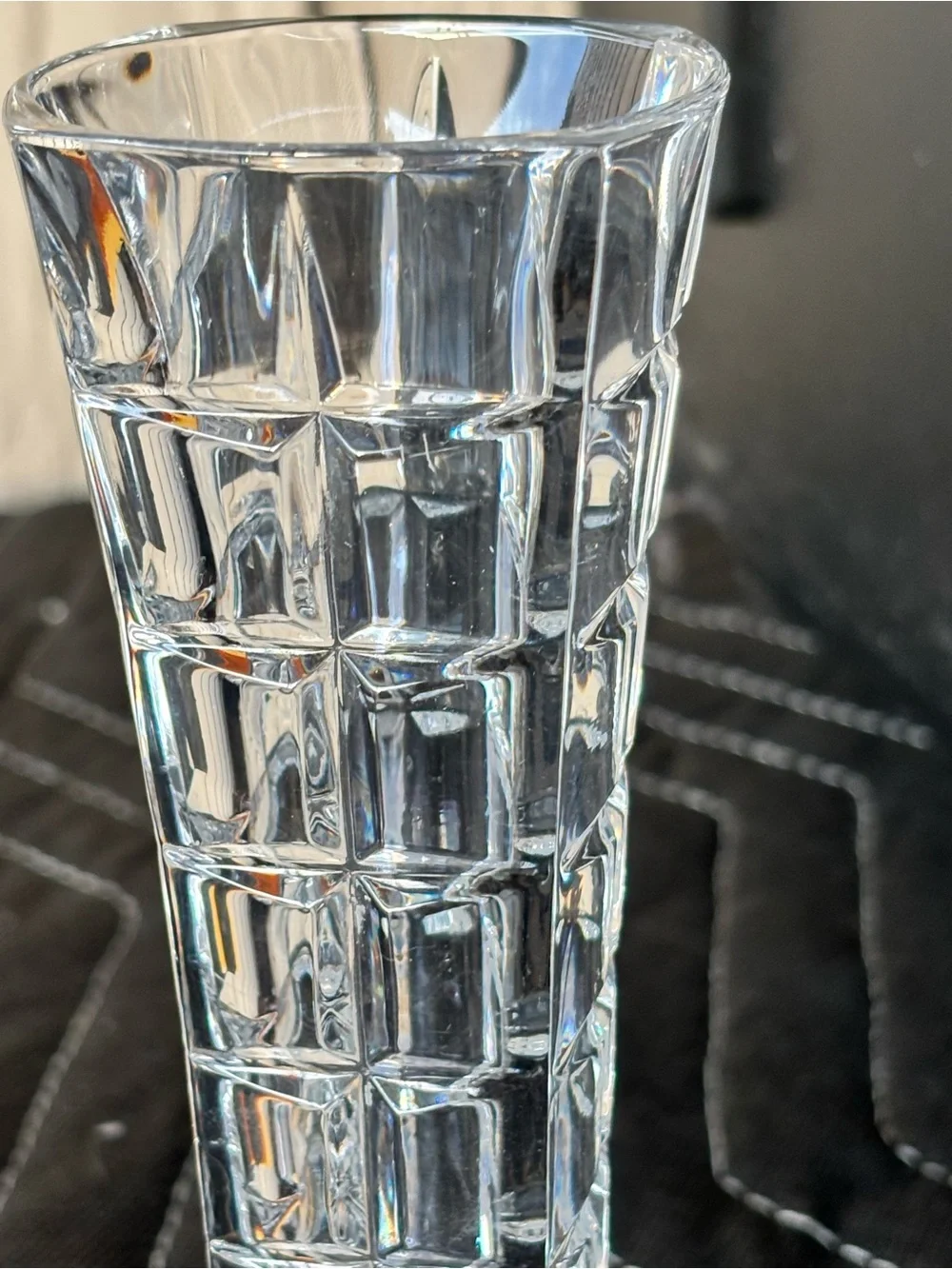 Cristal d’ Arques Crystal Bud Vase 6.25”h Elegant Small Vase Square Geometric